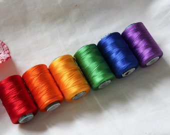 984YardRoll Art Silk Thread in White Color,Art Embroidery silkyarn,Embroidery Thread,indian silk thread,Viscose Rayon Silk thread-2Roll