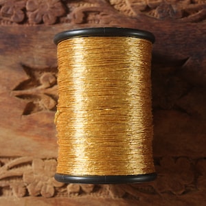 Bright Gold Zari Metallic Passing/Couching/Gilt Thread-Japan Thread/ Badla Thread -Metallic thread- Luneville/ Tambour Goldwork Embroidery