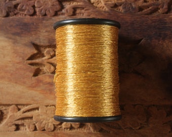 Bright Gold Zari Metallic Passing/Couching/Gilt Thread-Japan Thread/ Badla Thread -Metallic thread- Luneville/ Tambour Goldwork Embroidery