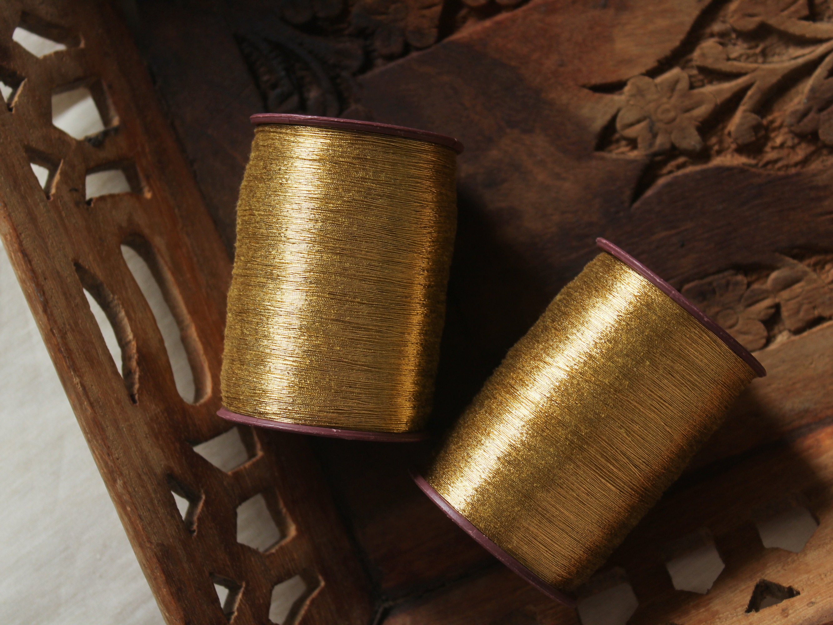Dull Gold Zari Metallic Thread-hand Machine Embroidery -metallic Sewing ...