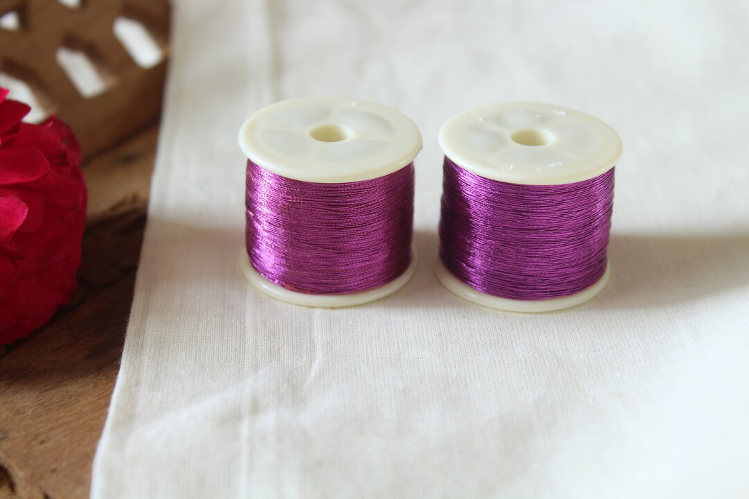 Dark Pink Zari Metallic Thread-hand Machine Embroidery -metallic Sewing ...