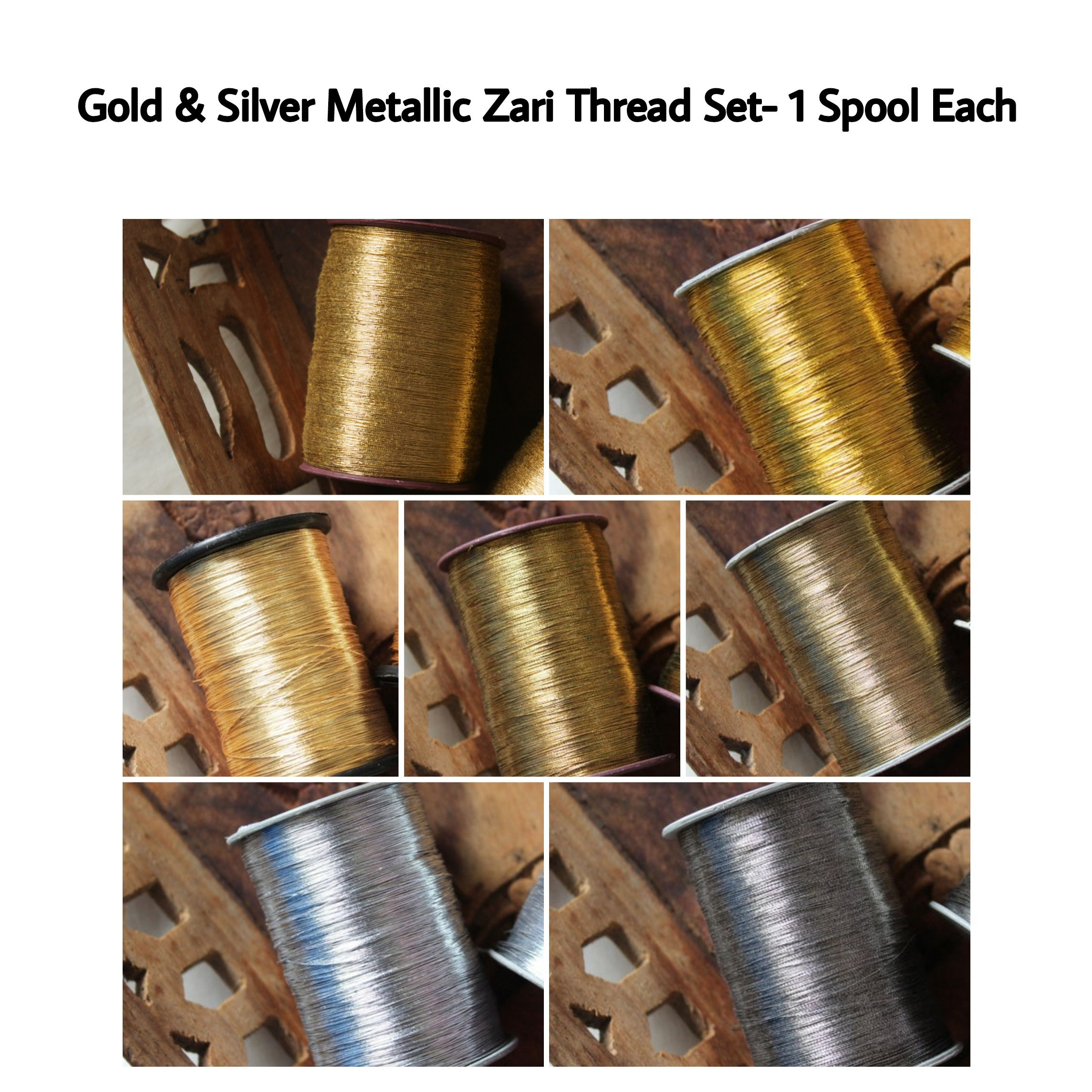 Gold & Silver Metallic Zari Thread Set 1 Spool Each - Etsy