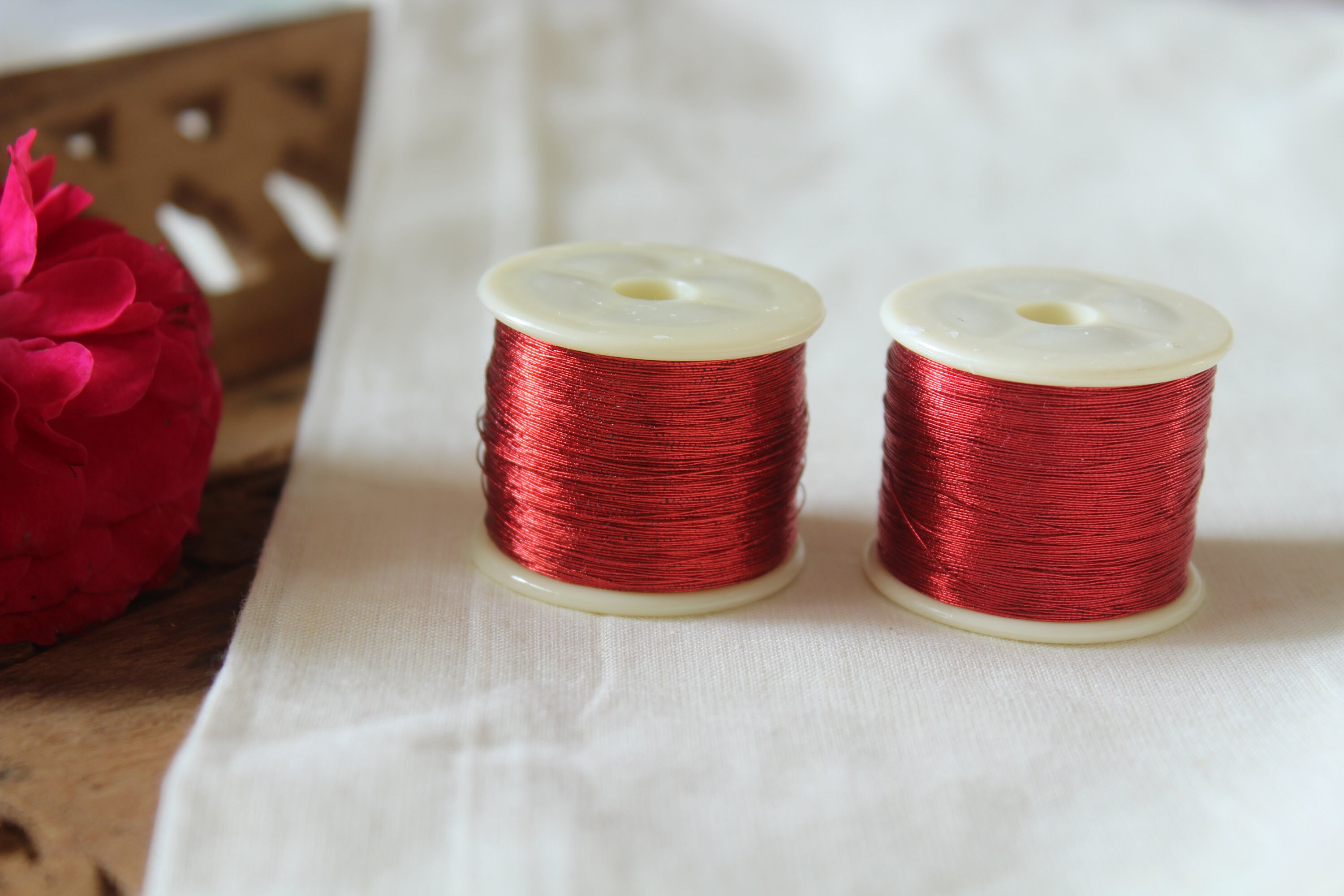 Red Zari Metallic Threadhand Machine Embroidery metallic Sewing Thread