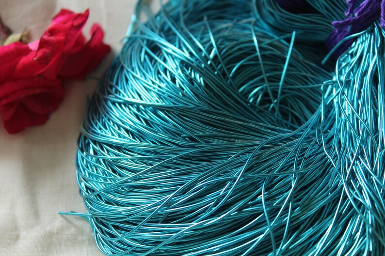 Light Blue French Wire-Metallic Rough Wire-Purl-Goldwork Purl-goldwork embroidery-goldwork supplies-Dapka-1mm