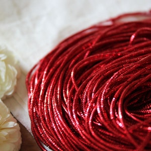 Red Bullion Wire-French wire--Metallic Rough Wire-Purl-Goldwork Purl-nakshi -1mm