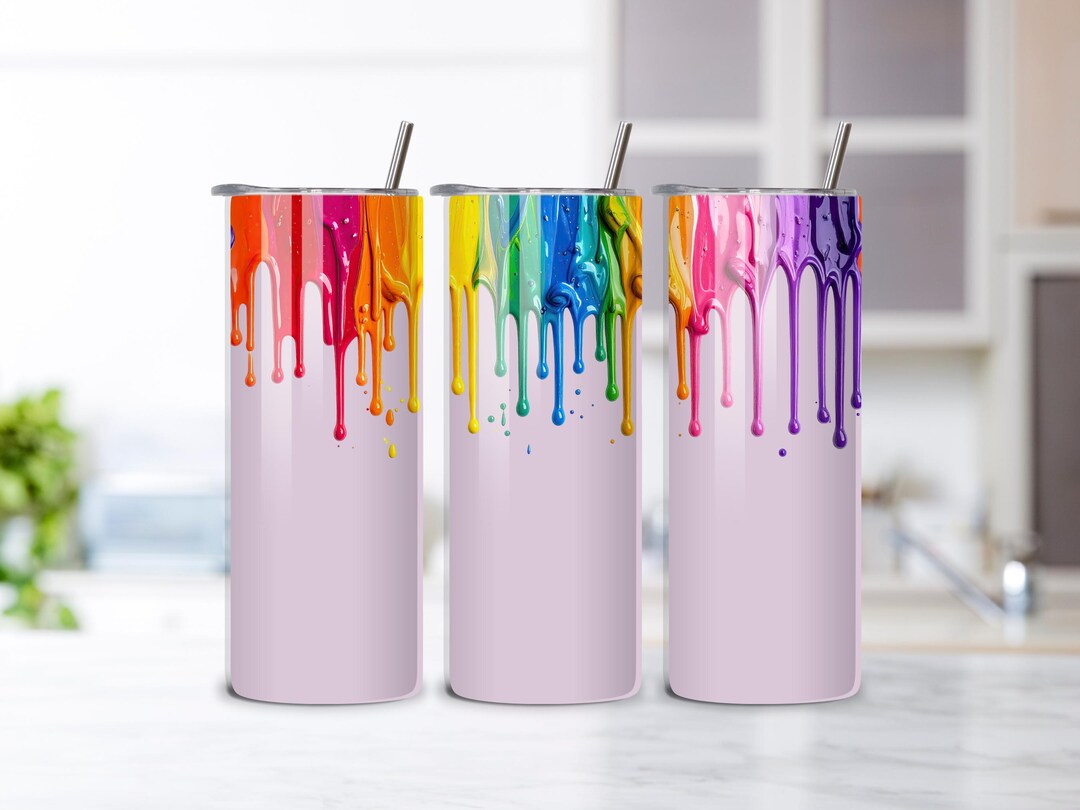 Satin Color Drips Rainbow Dripping Paint Seamless Pattern, Glossy Liquid Color Melt ...