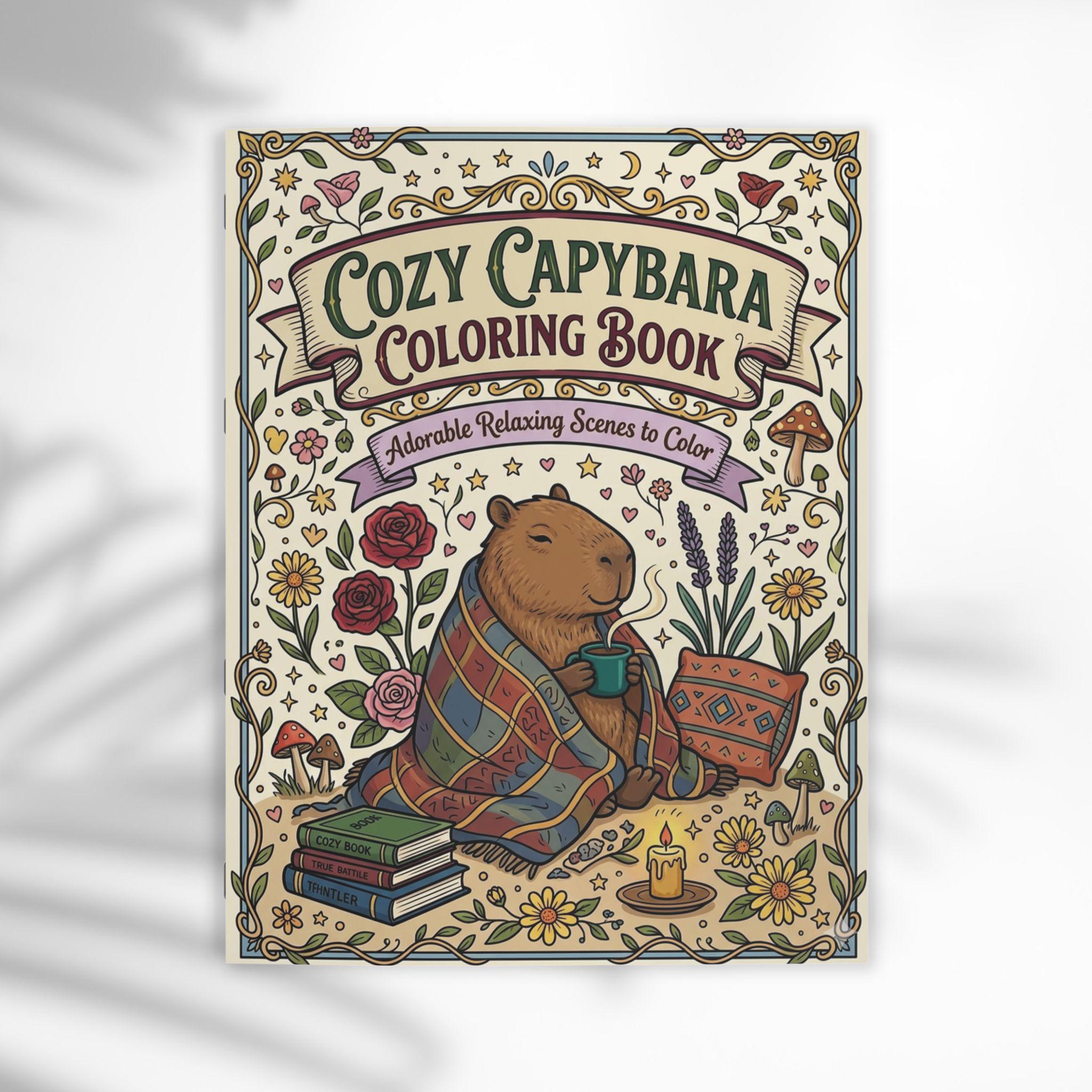 Cozy Capybara Coloring Book for Adults and Teens, Animal Coloring Book ...