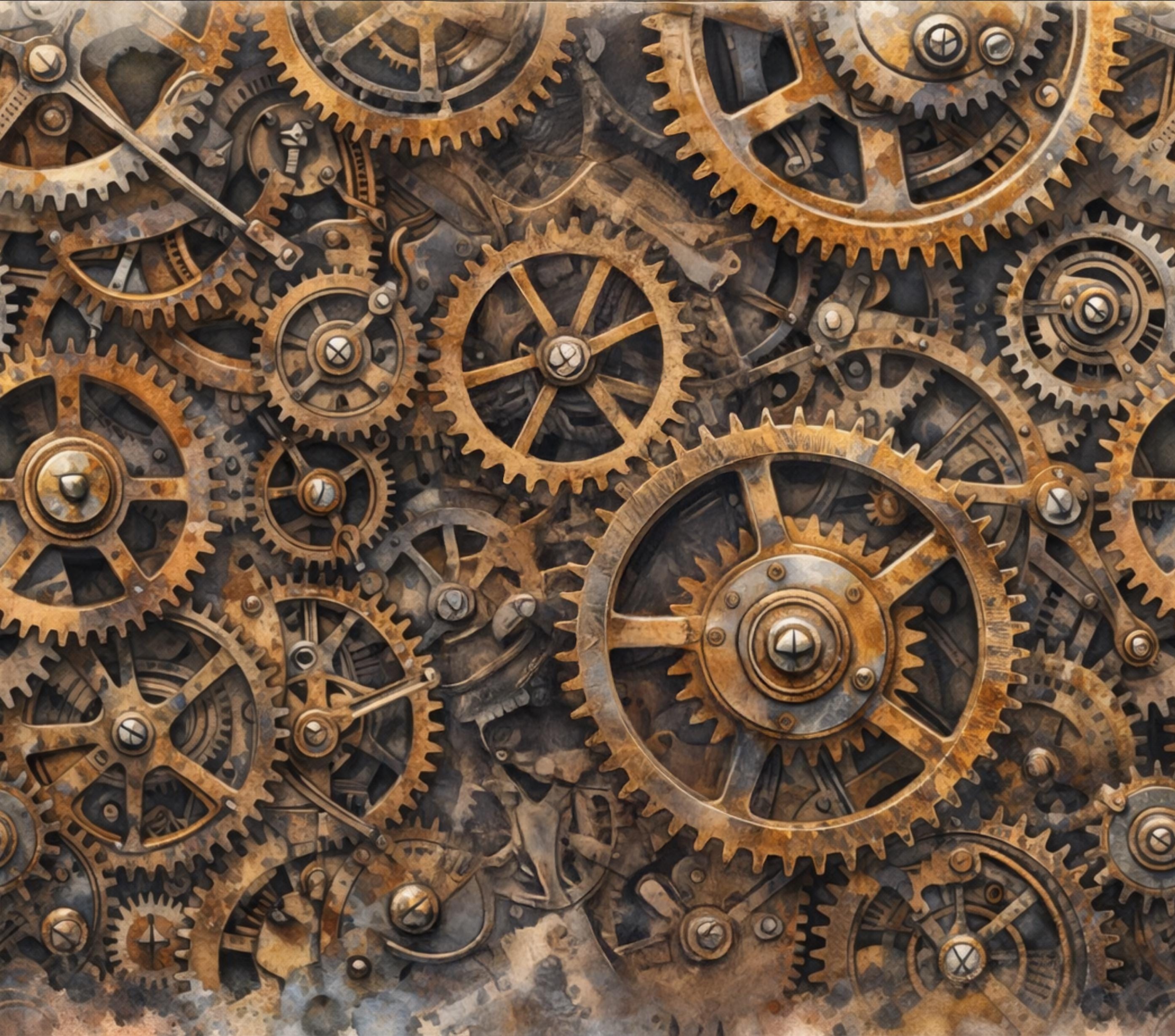Vintage Steampunk Gears Illustration, Industrial Clockwork Design ...