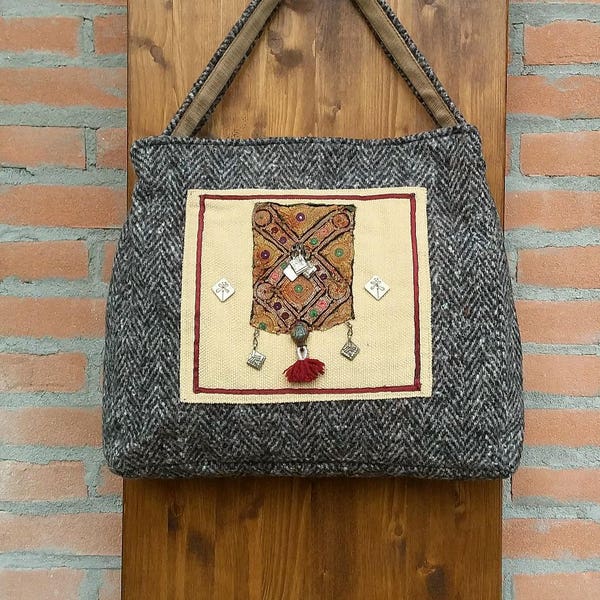 Fabric handbags, recycled Fabric bags, Indian embroidery, vegan purse, ooak handbag, eco friendly bag, patchwork shoulder bag, fall-winter