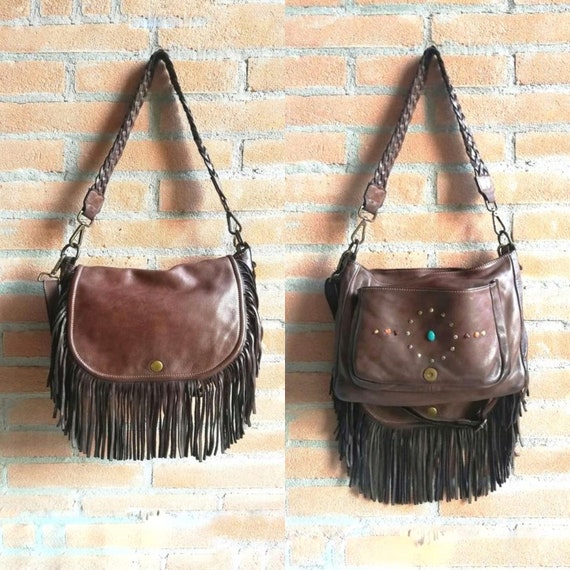Sac top cuir ethnique