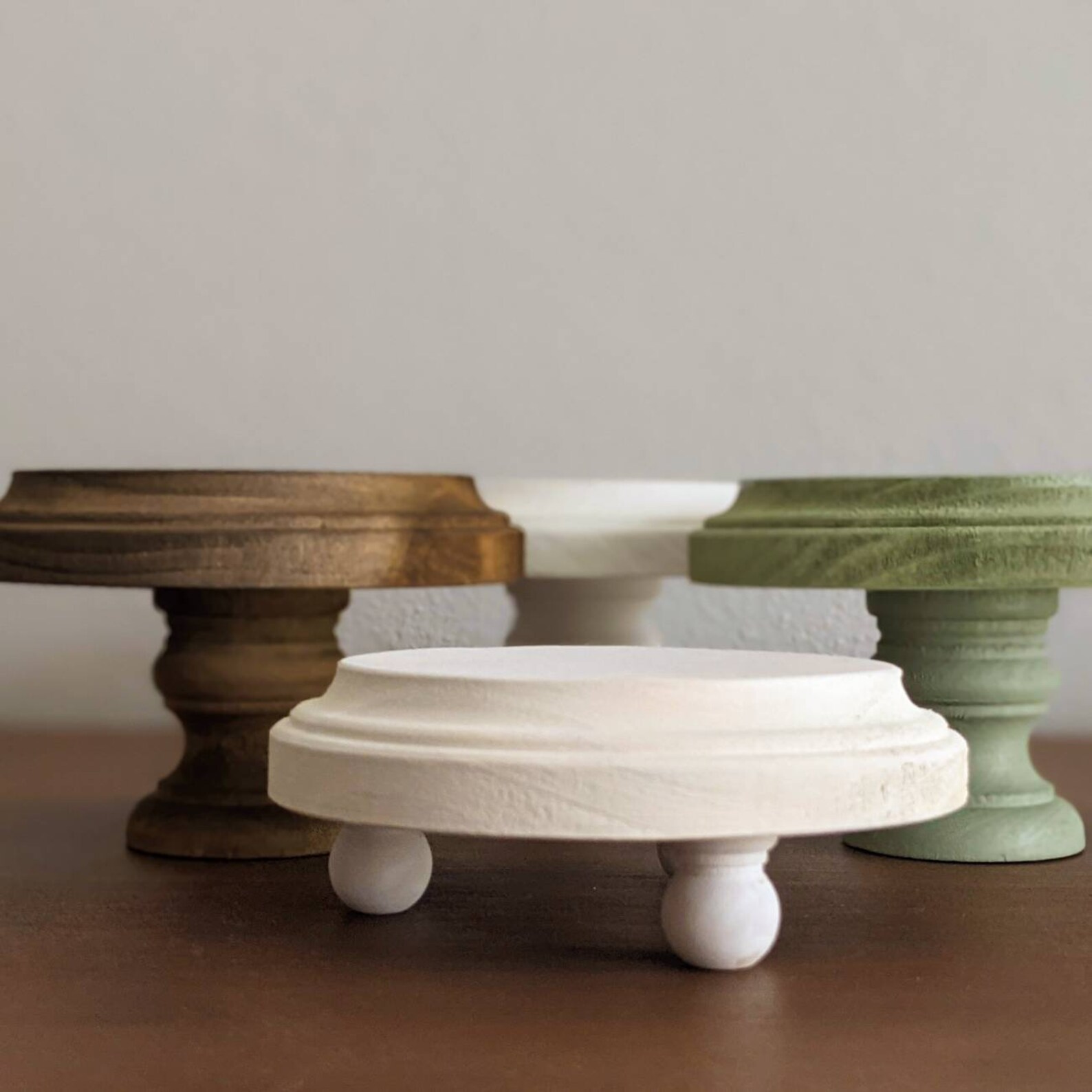 Tiered Tray Riser Mini Riser Distressed Wood Pedestal Circle Etsy
