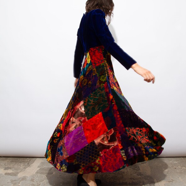 Sequined Velvet Patchwork Dress
