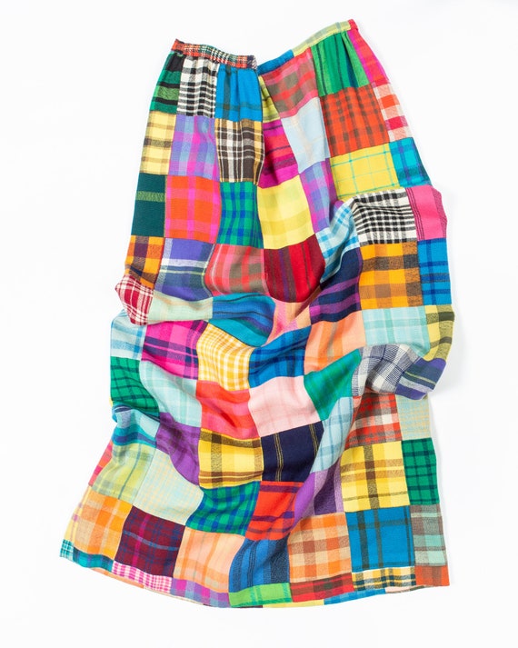 Rainbow Patchwork Plaid Skirt - image 1