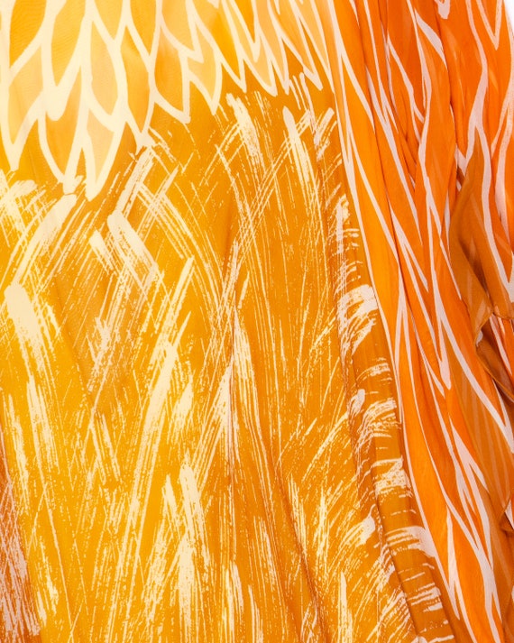 60s Silk Chiffon  Phoenix Flame Sun Batik Caftan - image 7