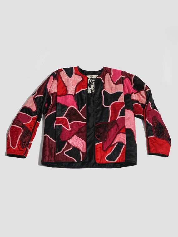 1980’s Judith Roberts Abstract Patchwork Pink and… - image 1