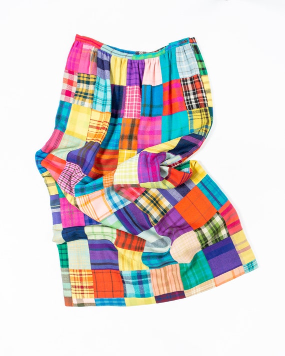 Rainbow Patchwork Plaid Skirt - image 7