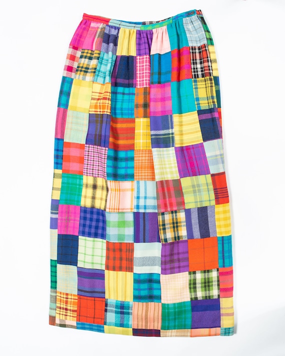 Rainbow Patchwork Plaid Skirt - image 2