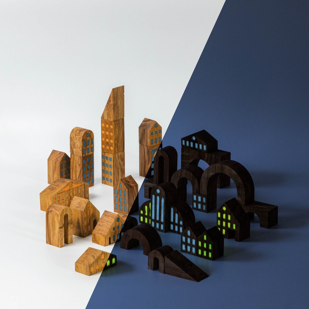 Educational Construction Toy - Grada, Wooden City Building Blocks, Glow ...