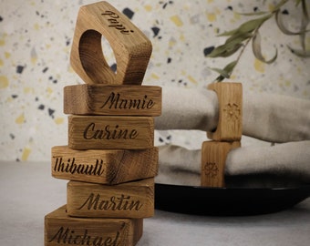 SET of 6 Personalized napkin rings,SIX Wooden Napkin Rings, Rond de serviette personnalise , Serviettenringe aus Holz mit Name