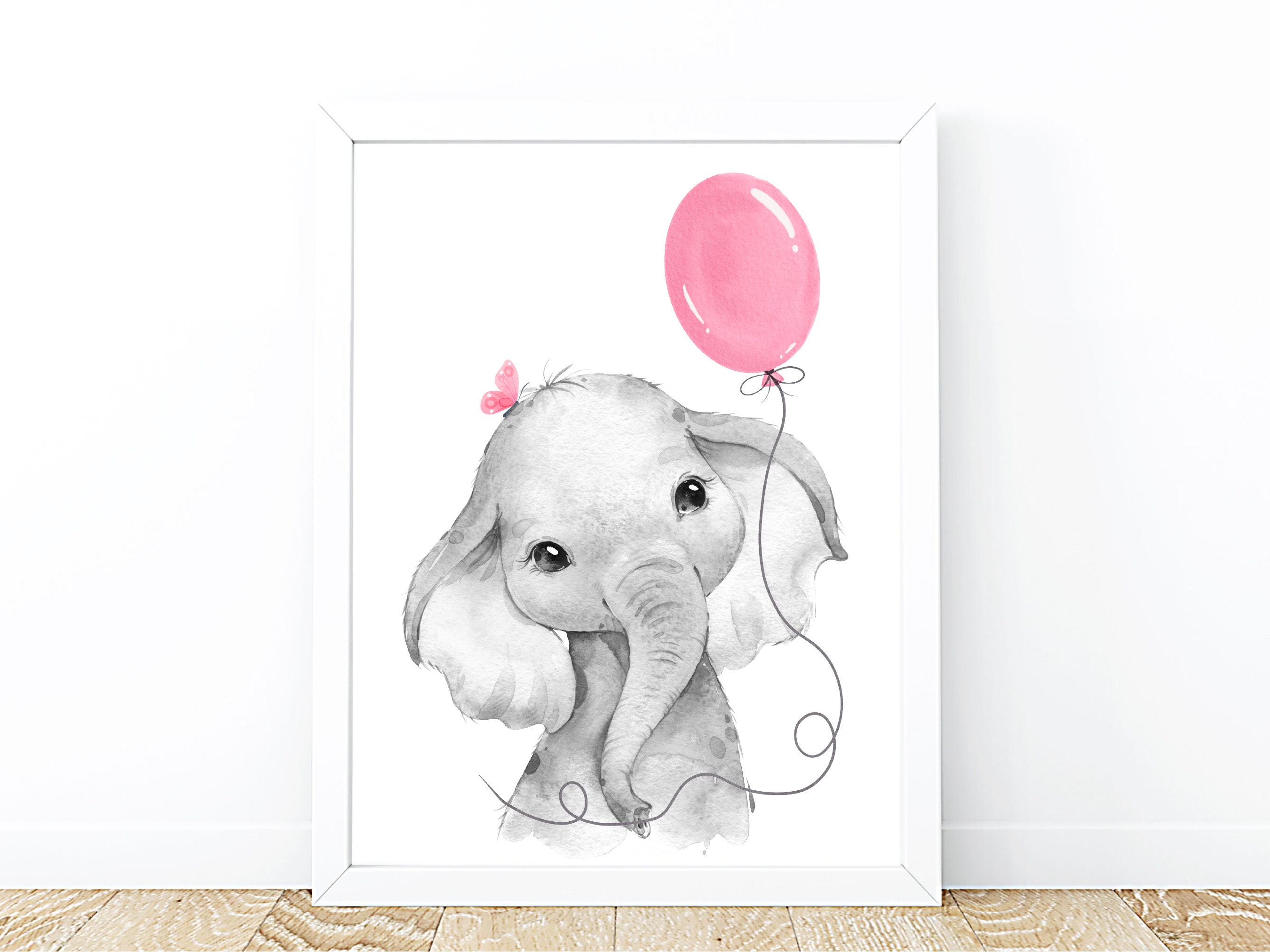 Safari Baby Elephant Nursery Wall Art Decoration, Nursery Decor ...
