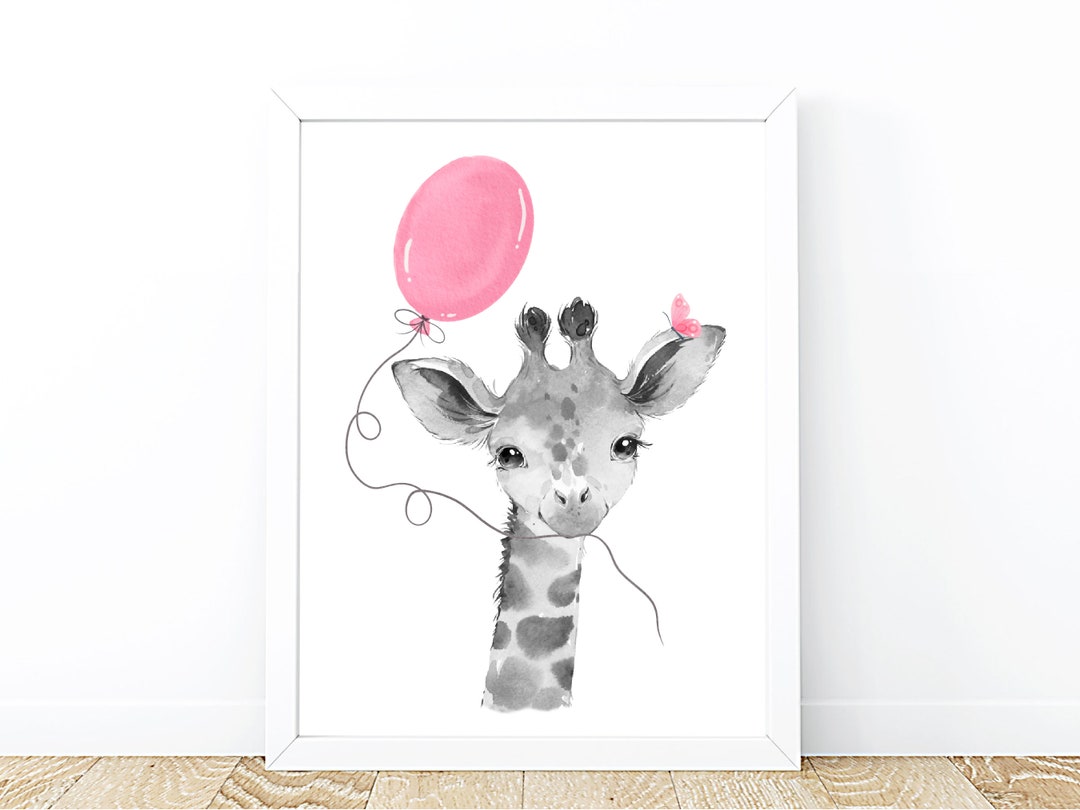 Safari Baby Giraffe Nursery Wall Art Decoration, Nursery Decor, Digital