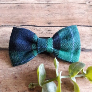 Dog Collar Bow, Ties For Dogs, Pet Bow Tie, Green Plaid Dog Bow Tie, Dog Bow Tie, Plaid Dog Bow Tie, Green Bow Tie, Dog Accessory, immagine 1