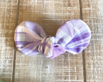 Lavender Plaid Dog Bow: Pet Hair Knot Clip
