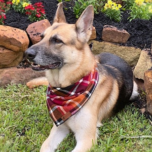 Fall Plaid Dog Bandana, Flannel Dog Bandana, Pet Bandana, Dog Scarf, Plaid Dog Bandana, Large Dog Bandana, Fall Dog Bandanna, Dog accessory,