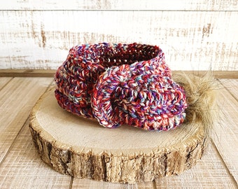 Crochet Dog Scarf with Pom Pom, Acrylic Pet Neck Warmer