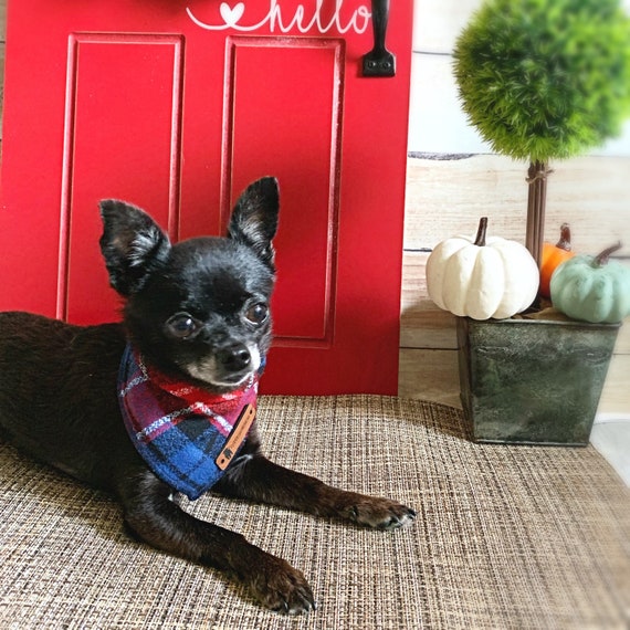 Plaid Dog Bandana Chihuahua Bandana Flannel Dog Bandana Red and