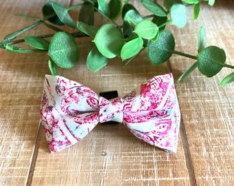 Paisley Dog Bow Tie: Fuchsia and Blue Pet Bowtie