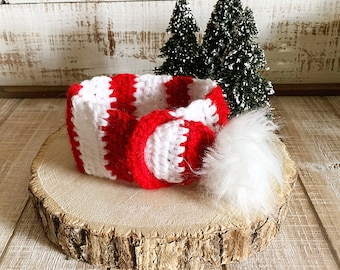 Candy Cane Crochet Dog Scarf, Holiday Dog Scarf, Christmas Dog Scarf, Dog Knit  Scarf, Holiday Photo For Dog, Christmas Cat Scarf, Pet Scarf