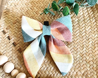 Striped Dog Sailor Bow: Pet Collar Accessory