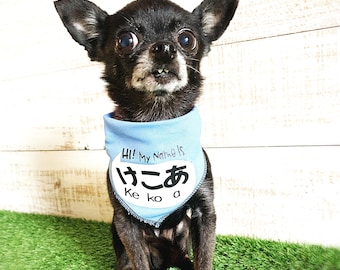 Personalized Japanese Hiragana Dog Bandana, Dog Bandana, Pet Accessory, Anime Style Dog Bandana, Name On Dog Bandana, Cat Bandana,