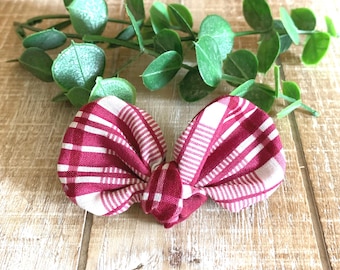 Maroon Plaid Dog Hair Bow with Alligator Clip
