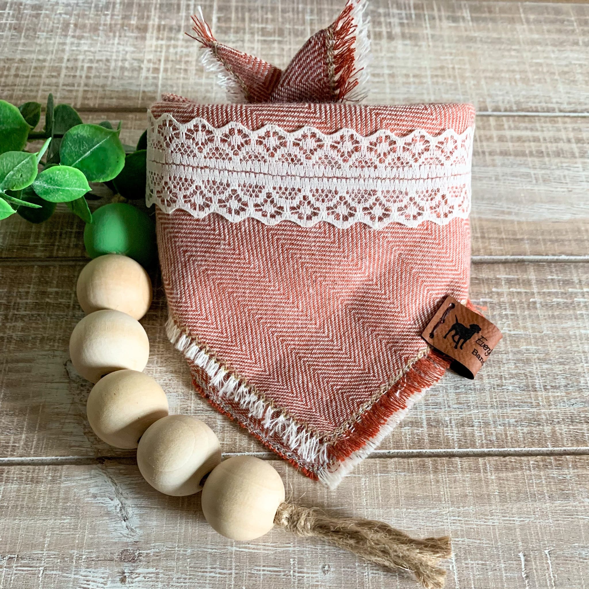 Dusty Pink Dog Bandana: Lace Ribbon, Snap Button, Spring Accessory