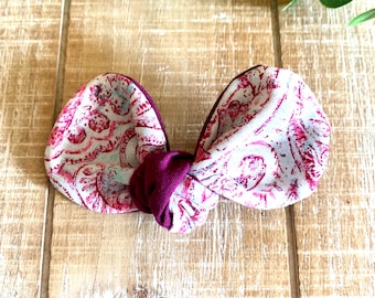 Paisley Dog Hair Bow: Fuchsia & Blue Knot Bow with Clip