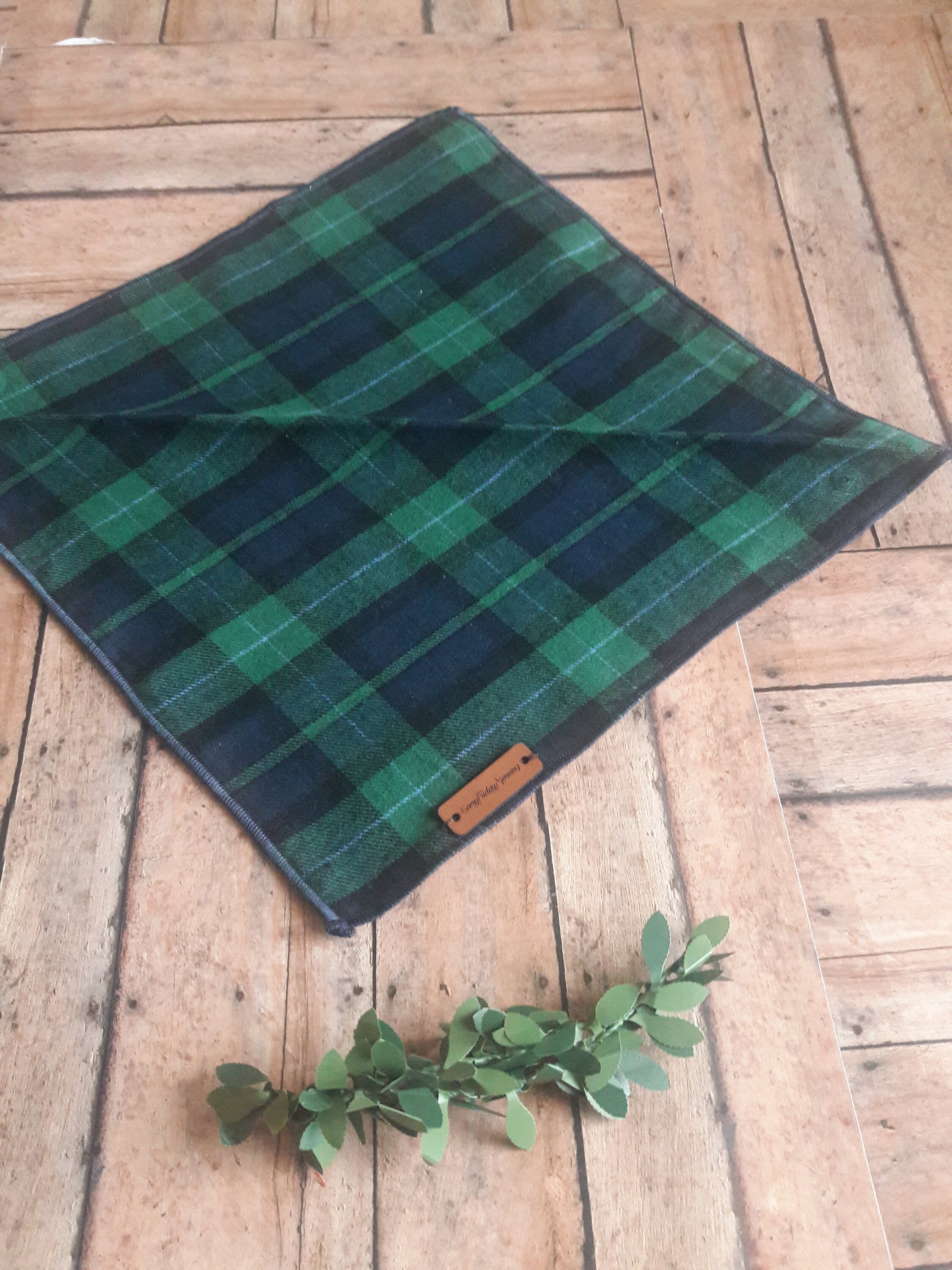 Plaid Dog Bandana Green Plaid Dog Bandanna Dog Accessory Etsy