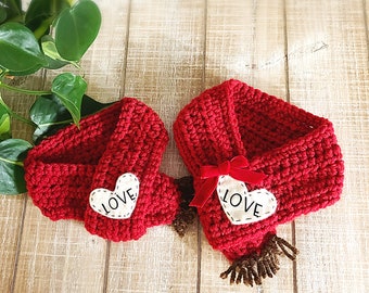 Valentines Day Dog Accessory, Valentines Day Dog Scarf, Red Dog Scarf, Valentines Day Pet Accessory, Gift For Dog Lover, Crochet Dog Scarf