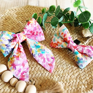Watercolor Dog Bow Tie: Spring/Summer Pet Collar Accessory