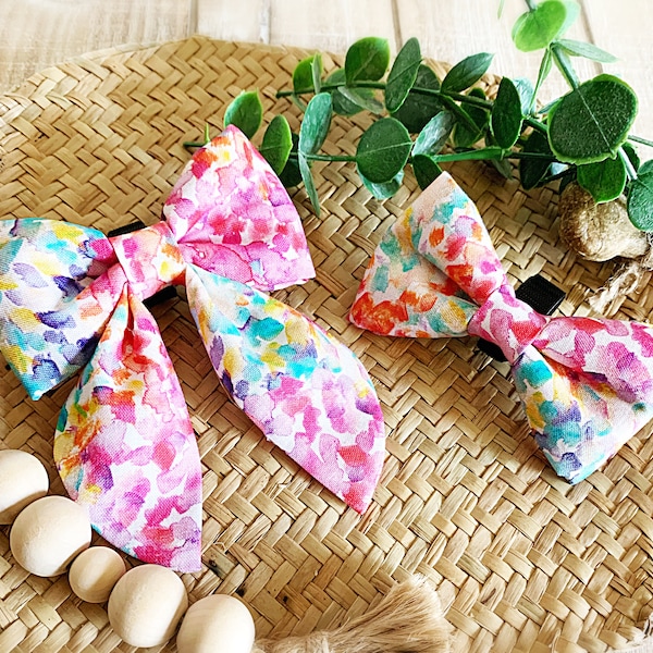 Water Color Dog Bow tie, Dog Sailor Bow Tie, Spring Dog Accessories, Summer Dog Bow Tie, Wedding Dog Bow Tie, Boy and Girl Matching Dog Bow