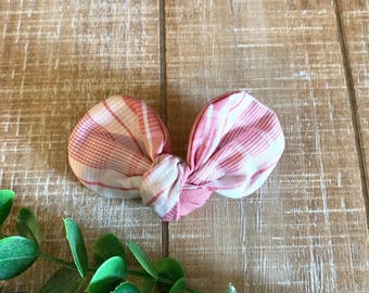 Dusty Pink Plaid Pet Bow: Alligator Clip Dog Hair Bow