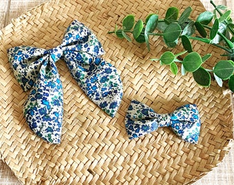 Blue flower Sailor Bow Tie, Boho Dog Bow Tie, Matching Bow, Dog Accessory, Cat Accessory, Girl Dog Bow tie. Boy Dog Bow tie, Wedding Dog Bow