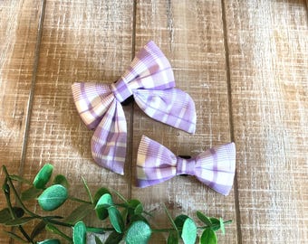 Lavender Plaid Pet Bow Tie: Dog & Cat Sailor Bow
