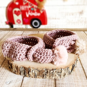 Pink Crochet Dog Scarf: PomPom Pet Cowl