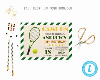 Tennis Invites Etsy