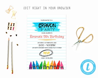crayon invite etsy