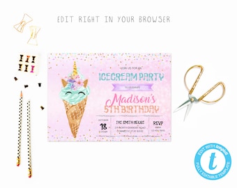 icecream invitation etsy