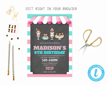 icecream invitation etsy