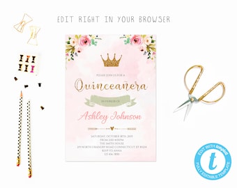 quinceanera invitation template etsy
